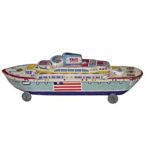 Vintage Wyandotte Toys SS America Tin Litho Ocean Liner Ship Boat Antique Metal